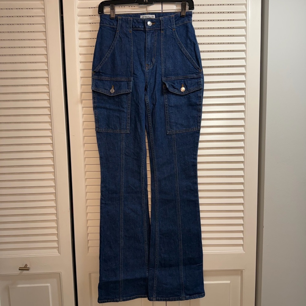 10 Crosby Derek Lam Dark Blue Wide Leg Flare Jeans